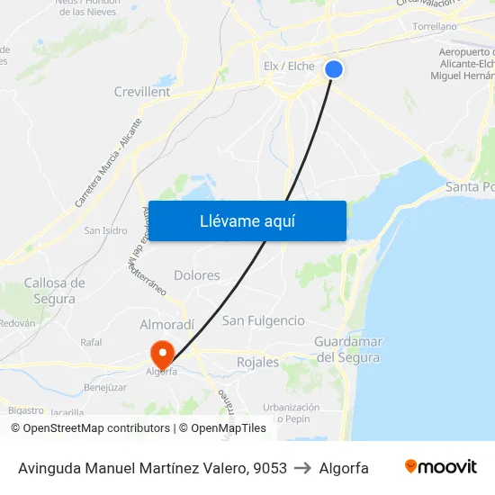 Avinguda Manuel Martínez Valero, 9053 to Algorfa map