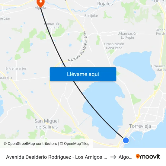 Avenida Desiderio Rodríguez - Los Amigos - Vuelta to Algorfa map