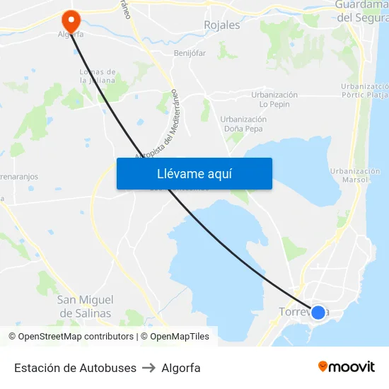 Estación de Autobuses to Algorfa map