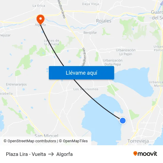 Plaza Lira - Vuelta to Algorfa map