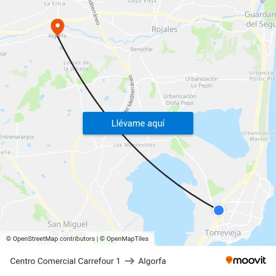 Centro Comercial Carrefour 1 to Algorfa map