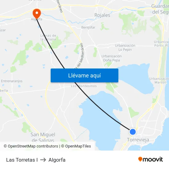 Las Torretas I to Algorfa map