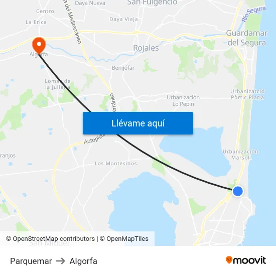 Parquemar to Algorfa map