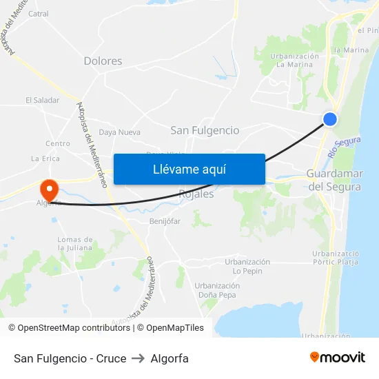 San Fulgencio - Cruce to Algorfa map