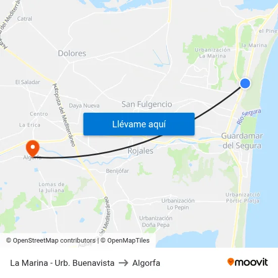 La Marina - Urb. Buenavista to Algorfa map