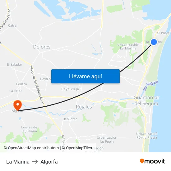 La Marina to Algorfa map