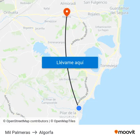 Mil Palmeras to Algorfa map