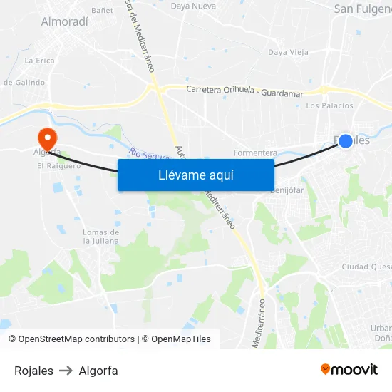 Rojales to Algorfa map