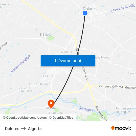 Dolores to Algorfa map