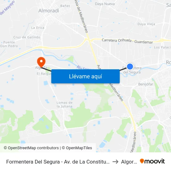 Formentera Del Segura - Av. de La Constitución to Algorfa map