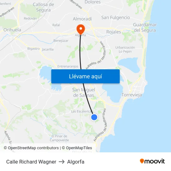 Calle Richard Wagner to Algorfa map