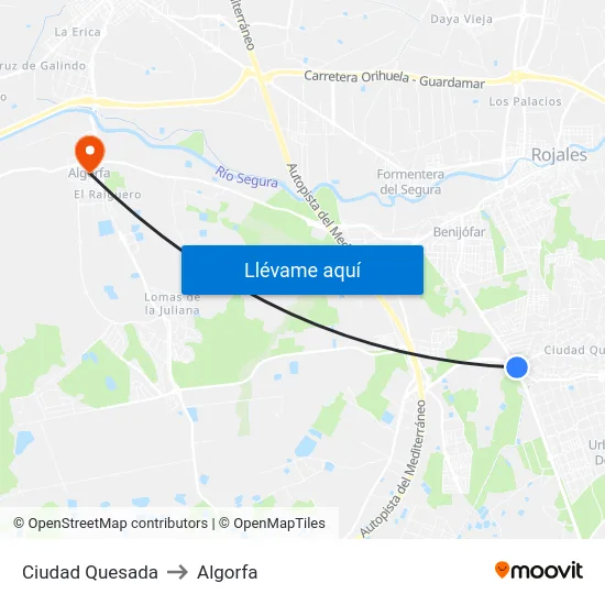 Ciudad Quesada to Algorfa map