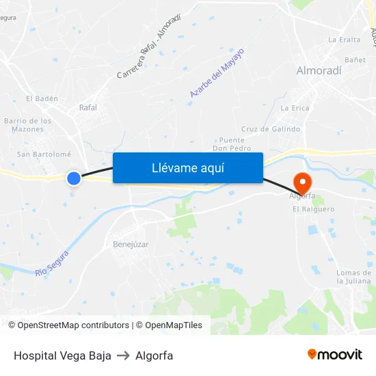 Hospital Vega Baja to Algorfa map