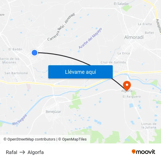 Rafal to Algorfa map