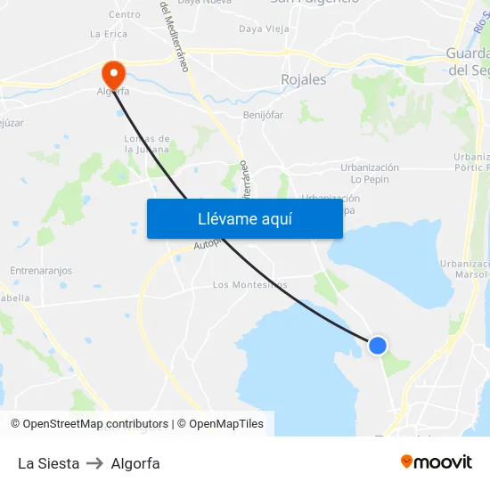 La Siesta to Algorfa map