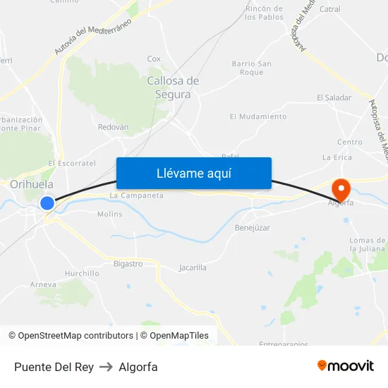 Puente Del Rey to Algorfa map