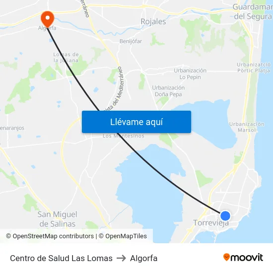 Centro de Salud Las Lomas to Algorfa map