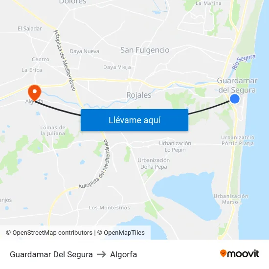 Guardamar Del Segura to Algorfa map