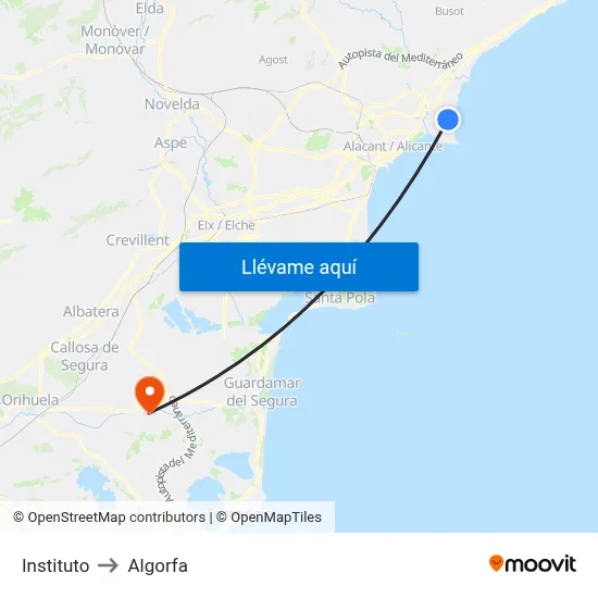Instituto to Algorfa map