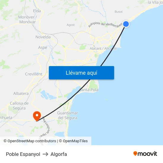 Poble Espanyol to Algorfa map