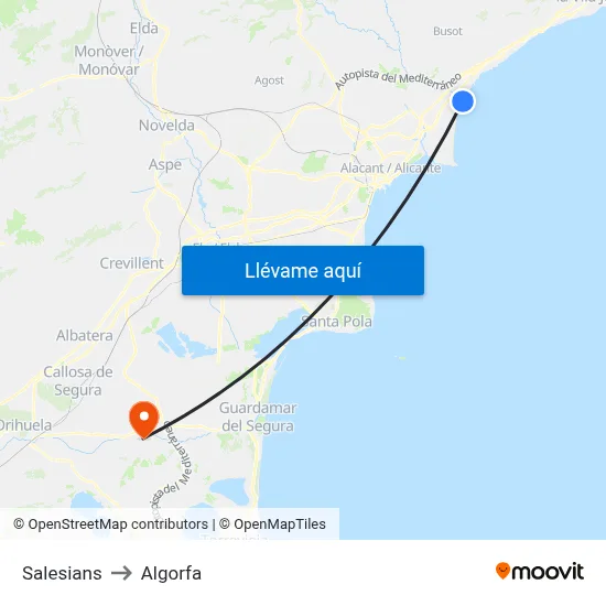 Salesians to Algorfa map