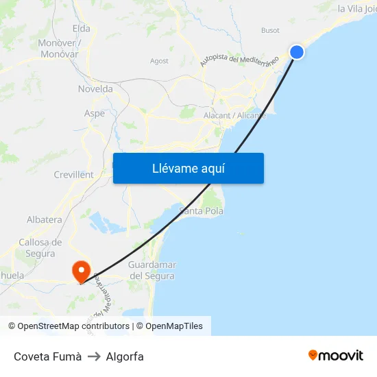 Coveta Fumà to Algorfa map