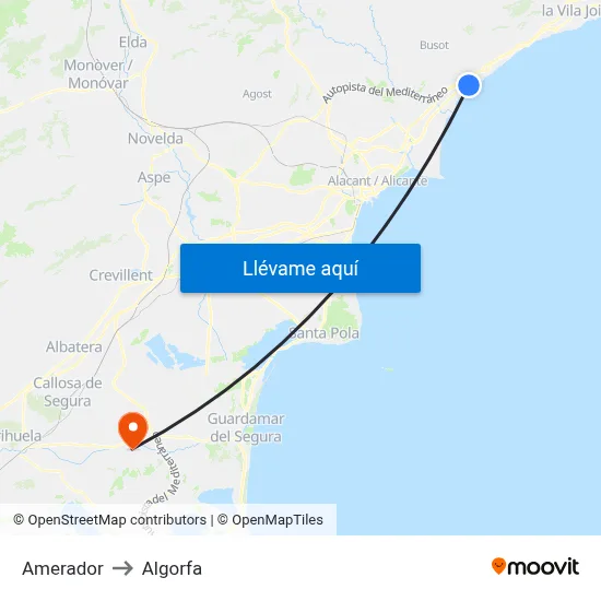 Amerador to Algorfa map