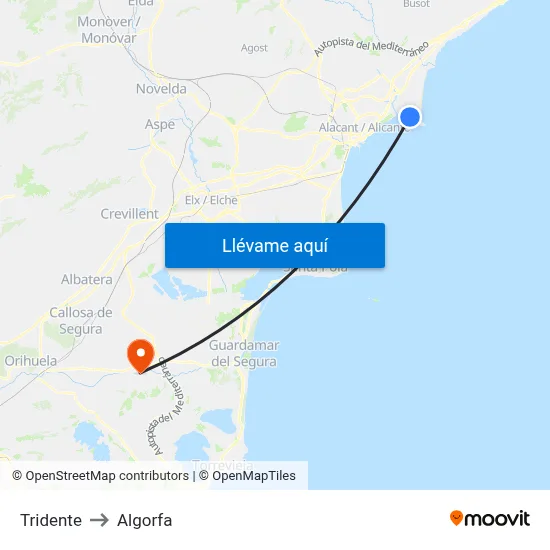 Tridente to Algorfa map