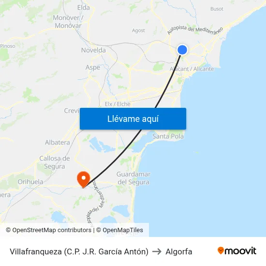 Villafranqueza (C.P. J.R. García Antón) to Algorfa map