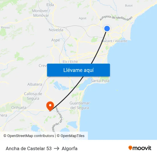 Ancha de Castelar 53 to Algorfa map