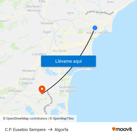 C.P. Eusebio Sempere to Algorfa map