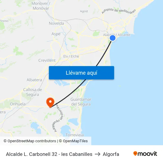 Alcalde L. Carbonell 32 - Ies Cabanilles to Algorfa map