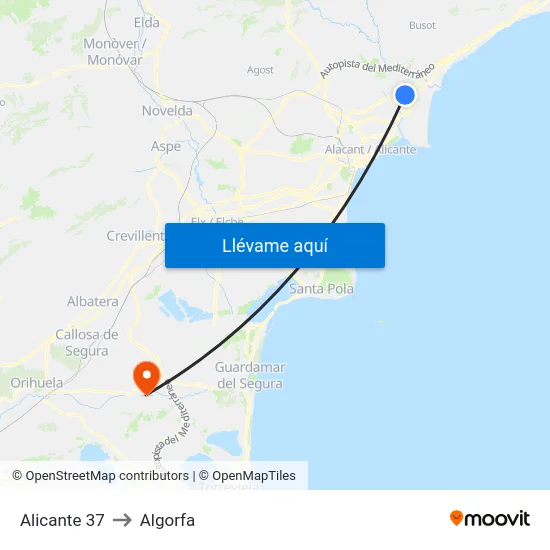 Alicante 37 to Algorfa map