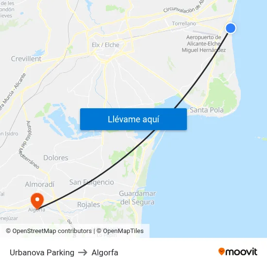 Urbanova Parking to Algorfa map
