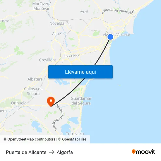 Puerta de Alicante to Algorfa map