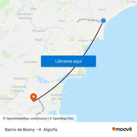 Barrio de Bonny to Algorfa map