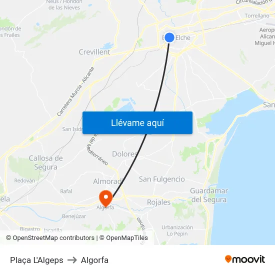 Plaça L'Algeps to Algorfa map