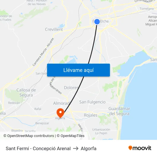 Sant Fermí - Concepció Arenal to Algorfa map