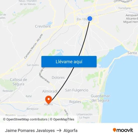 Jaime Pomares Javaloyes to Algorfa map