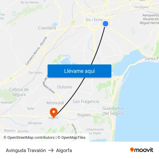 Avinguda Travalón to Algorfa map