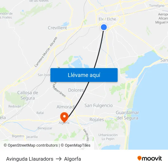 Avinguda Llauradors to Algorfa map