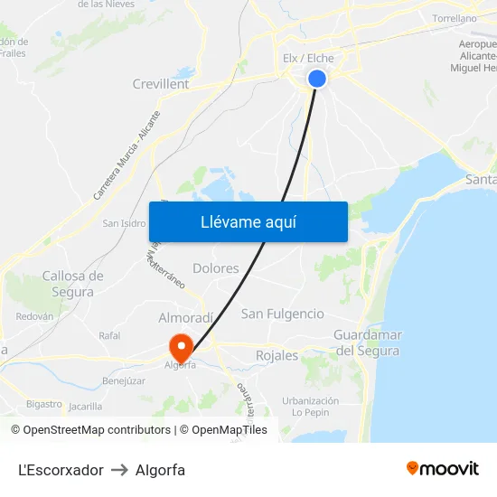L'Escorxador to Algorfa map