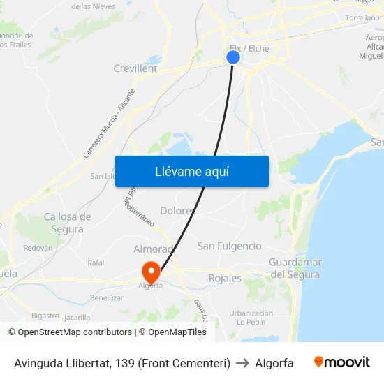 Avinguda Llibertat, 139 (Front Cementeri) to Algorfa map