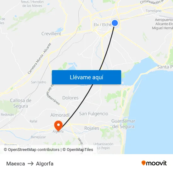 Maexca to Algorfa map