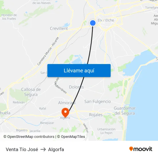 Venta Tío José to Algorfa map