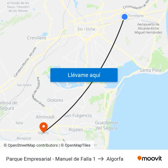 Parque Empresarial - Manuel de Falla 1 to Algorfa map