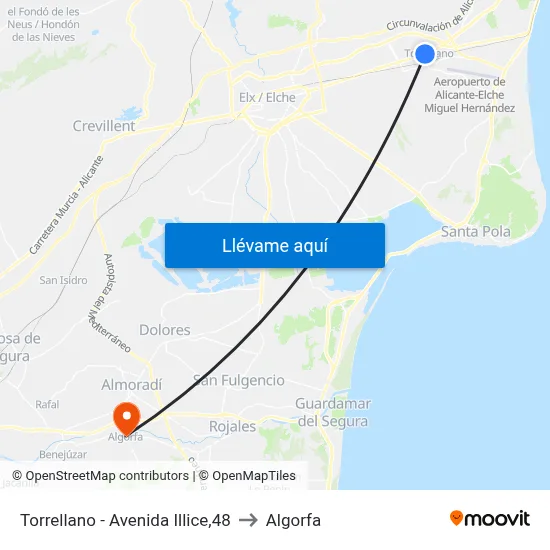Torrellano - Avenida Illice,48 to Algorfa map