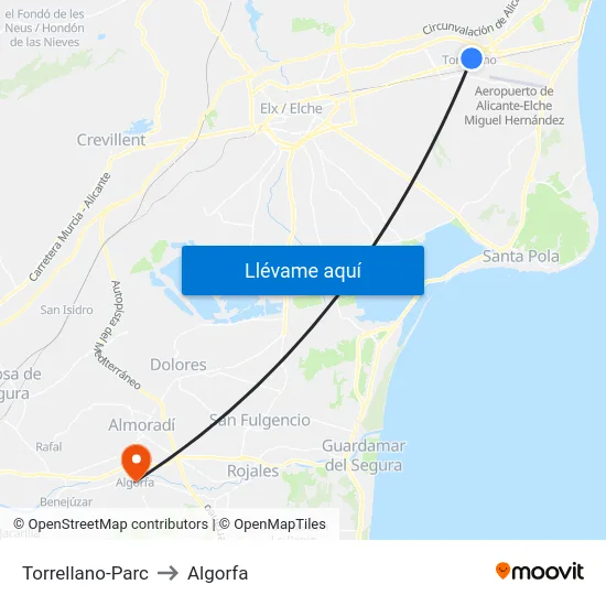 Torrellano-Parc to Algorfa map