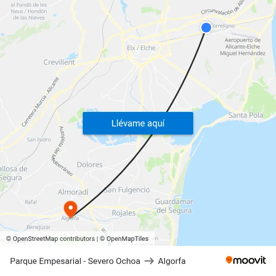 Parque Empesarial -  Severo Ochoa to Algorfa map