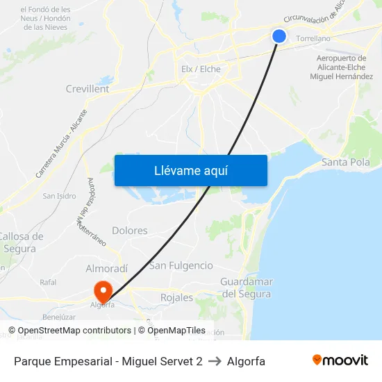 Parque Empesarial - Miguel Servet 2 to Algorfa map